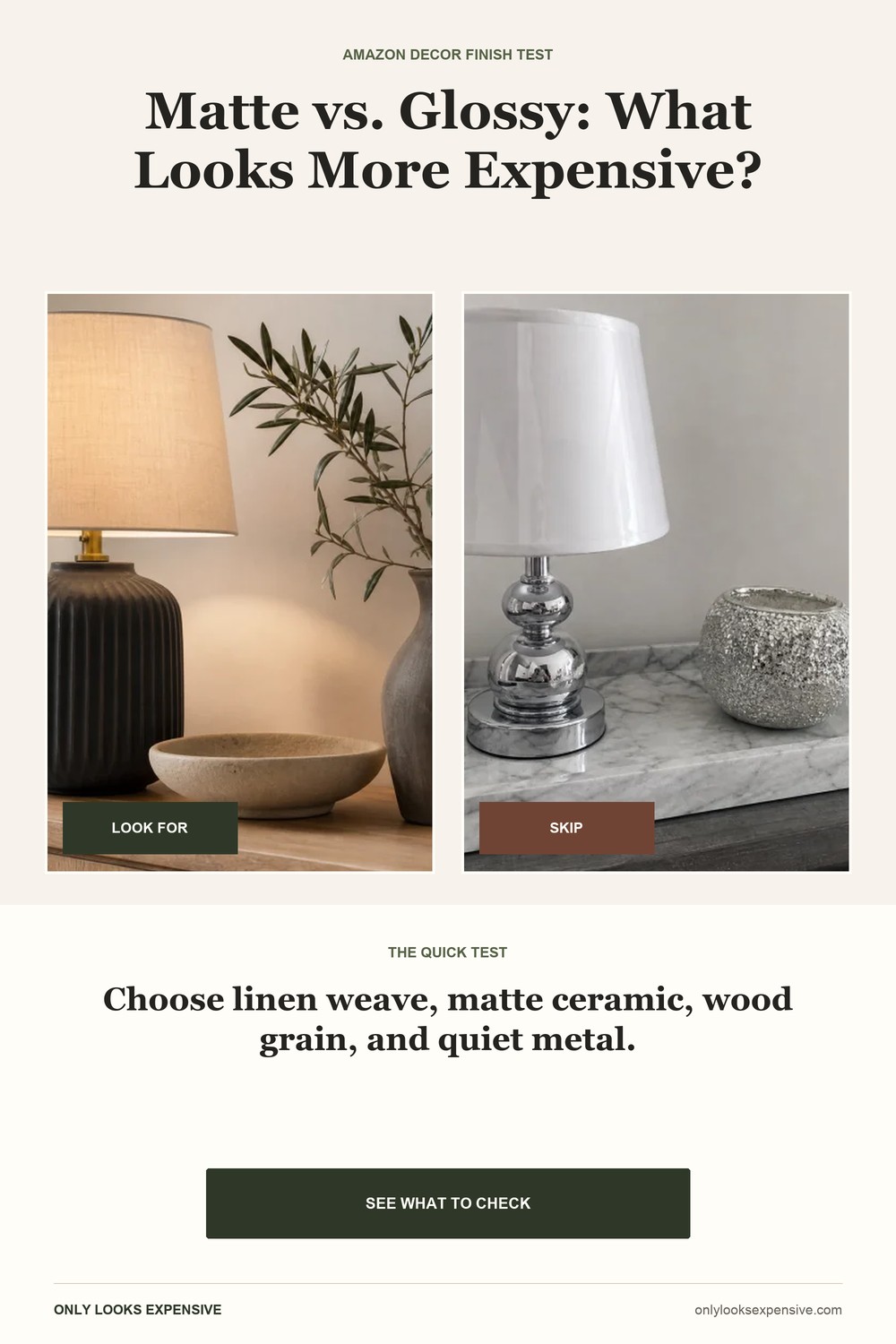 Matte versus glossy home decor finish comparison
