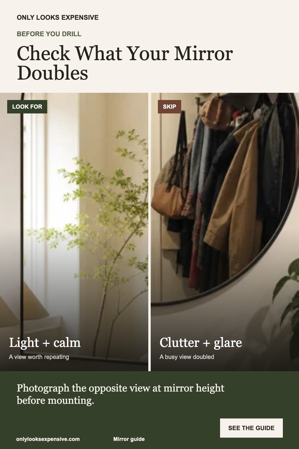 Calm window reflection versus cluttered doorway reflection comparison
