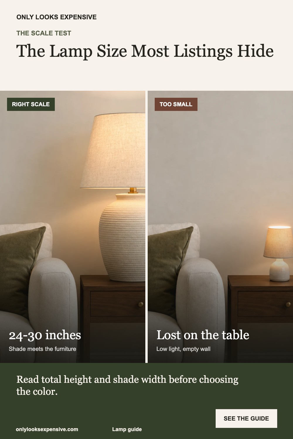 Correct versus undersized table lamp scale